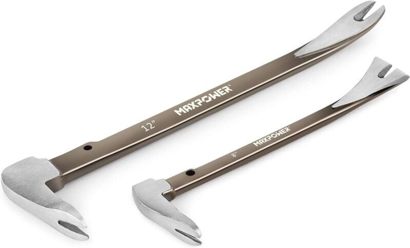 MAXPOWER Brecheisen Set 2-teilig, Nageleisen Nagelschlitze Stemmeisen Brechstange Meißelschaber Brecheisen aus Geschmied...