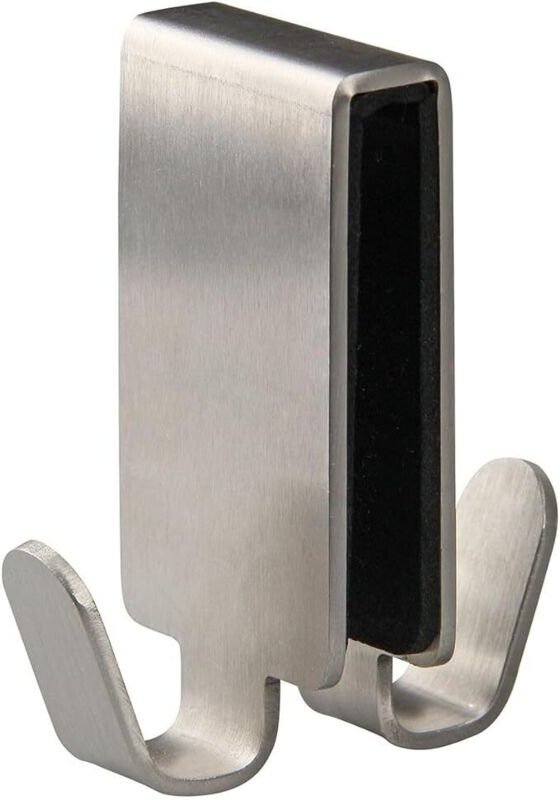 SHINING HOUSE Edelstahl-Doppelhaken für Glas, Doppelhaken für Dusche, Edelstahl, 72,51,7 cm