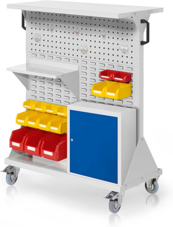 Kappes RasterMobil® mobiler Arbeitsplatzschrank Größe 3 1270x1000x500mm 34-teilig mit Ablageboden und Einhängeschrank li...