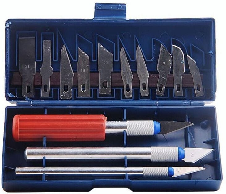 Trade Shop Traesio - Trade Shop - set 13-TLG.MINI-MEISSEL mit kunststoffgriff stahl für skulpturschnitzen schneidwerkzeu...