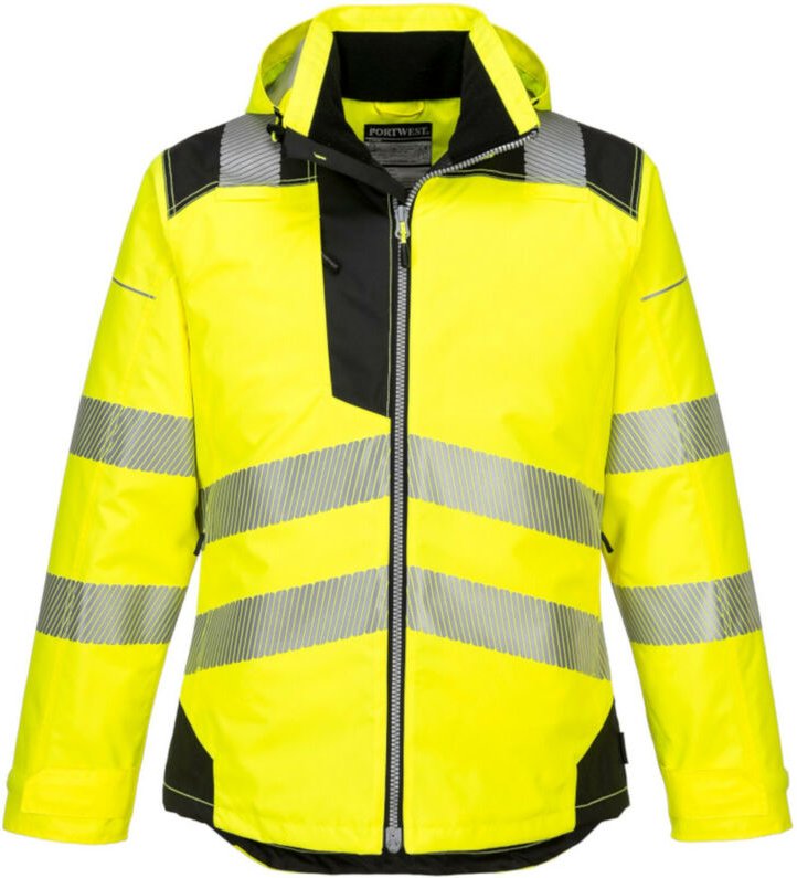 Portwest Warnschutz-Regenjacke mit Kapuze gelb XS