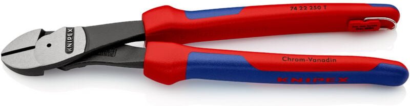 KNIPEX 74 22 250 T Kraft-Seitenschneider mit Mehrkomponenten-Hüllen, mit integrierter Befestigungsöse zum Anbringen eine...