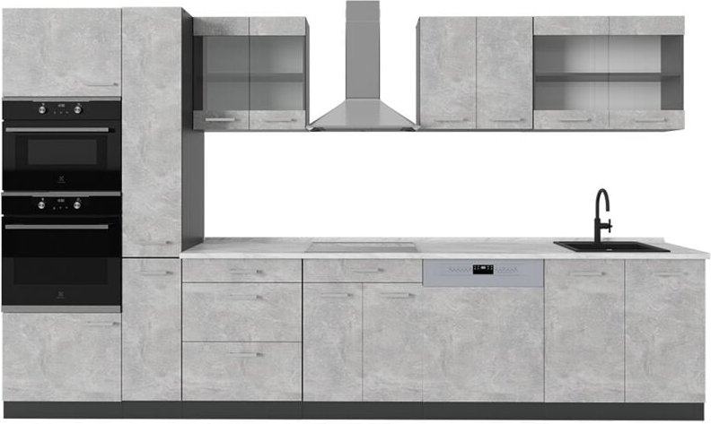 Thumbnail - Vicco - Küchenzeile R-Line, Beton/Anthrazit, 350 cm , ap Marmor