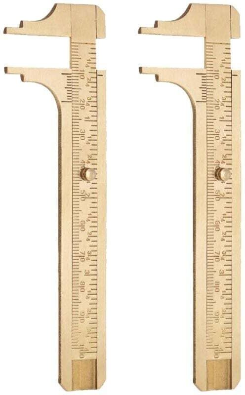 2-teiliges Messwerkzeug, Taschen-Messschieber, Messing-Lineal, Messing-Messschieber, tragbarer Messschieber, geeignet fü...