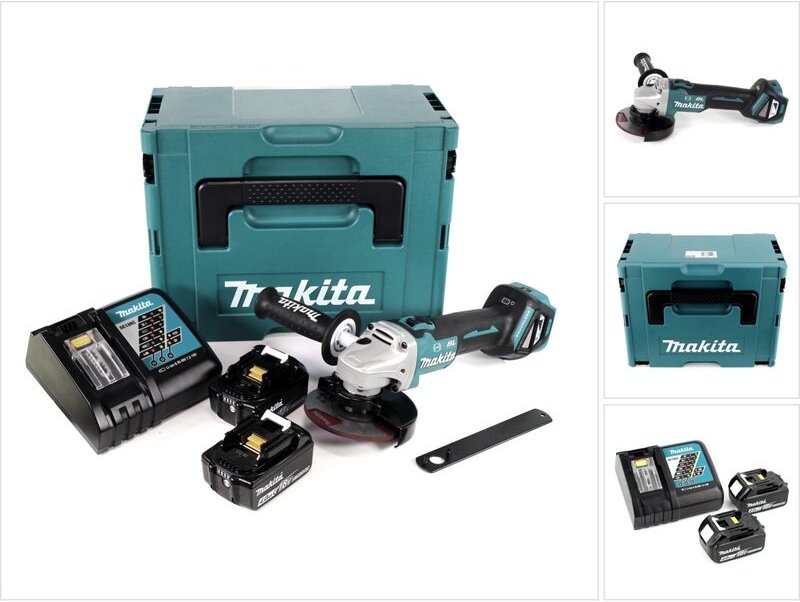 Dga 513 rmj Akku Winkelschleifer 18V 125mm Brushless + 2x Akku 4,0Ah + Ladegerät + Makpac - Makita