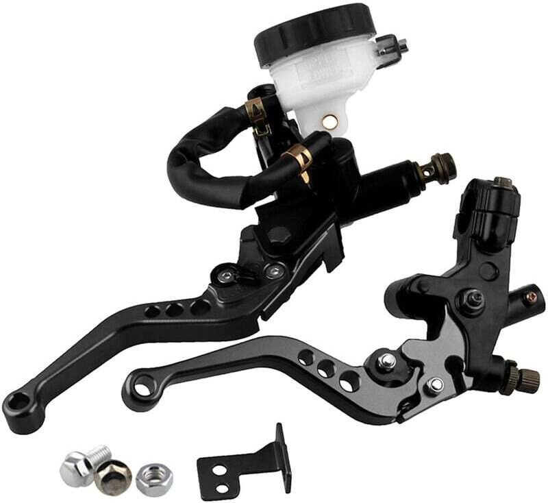 7/8" Motorrad-Bremskupplungshebel Hauptbremszylinder Reservoir Set Universal Einstellbar, Schwarz