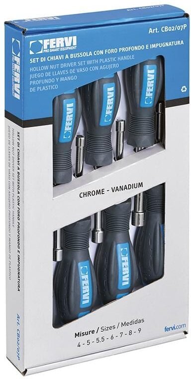 Fervi - Set mit 7 Steckschlusseln mit 4-9 mm Griff cb02/11p
