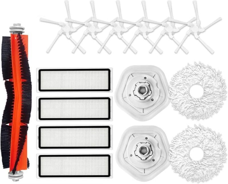 Ersatzzubehörset Roboter-Staubsaugerteile für Dreame Bot W10/W10 Pro, 1 Walzenbürste + 4 Filter + 6 Seitenbürsten + 2 Tü...