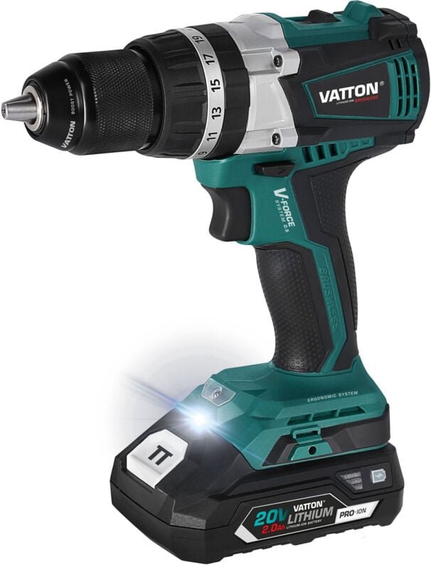 Vatton 20 V bürstenloser Bohrhammer 1 Batterie 2,0 Ah