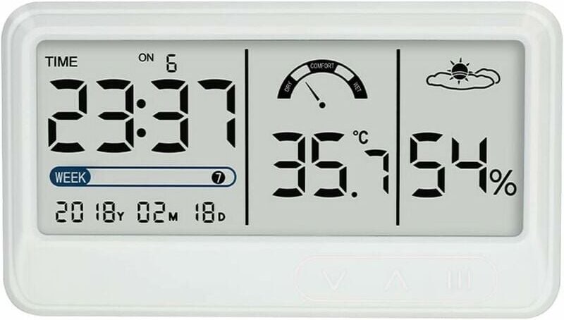 SNQ - Digitales Hygrometer, elektronisches Temperatur- und Feuchtigkeitsmessgerät mit LCD-Zeit- und Datumsanzeige, Innen...