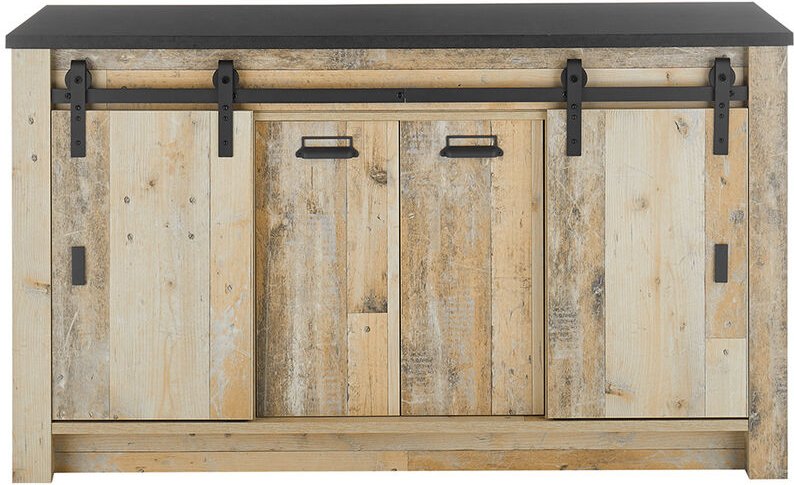 Küchen Spülschrank SHELTON-61 in Old Style hell Nb. mit anthrazit, b/h/t ca. 161/93/64 cm