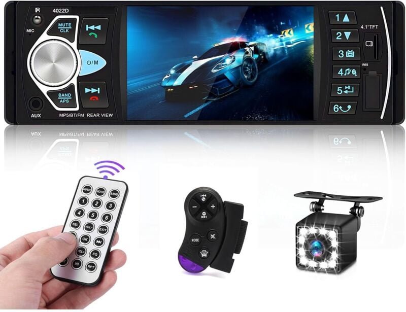 1-Din-Autoradio mit 4,1-Zoll-Bildschirm, Bluetooth-Autoradio, MP5-Player, 1-Din-Radio mit Bluetooth-Freisprecheinrichtun...