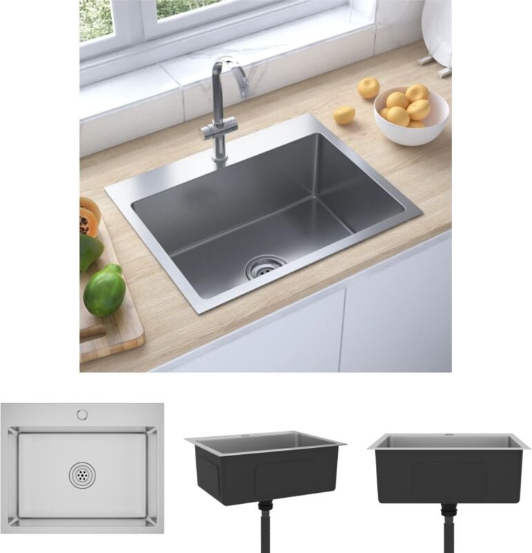 The Living Store - Handgemachte Einbauspüle Edelstahl - Küchenspülen & Spülbecken - Silber