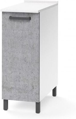 Küchensockel 30x50x85 cm aus weissem Eschenholz und Beton mit einer Tür - Antartide