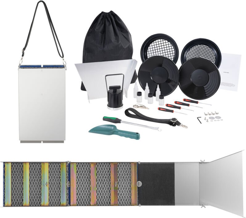 Mophorn - Gold Panning Kit mit Sluice Box - 50' Aluminium-Mining-Ausrüstung, 23-teiliges Set einschließlich Goldpfanne, ...