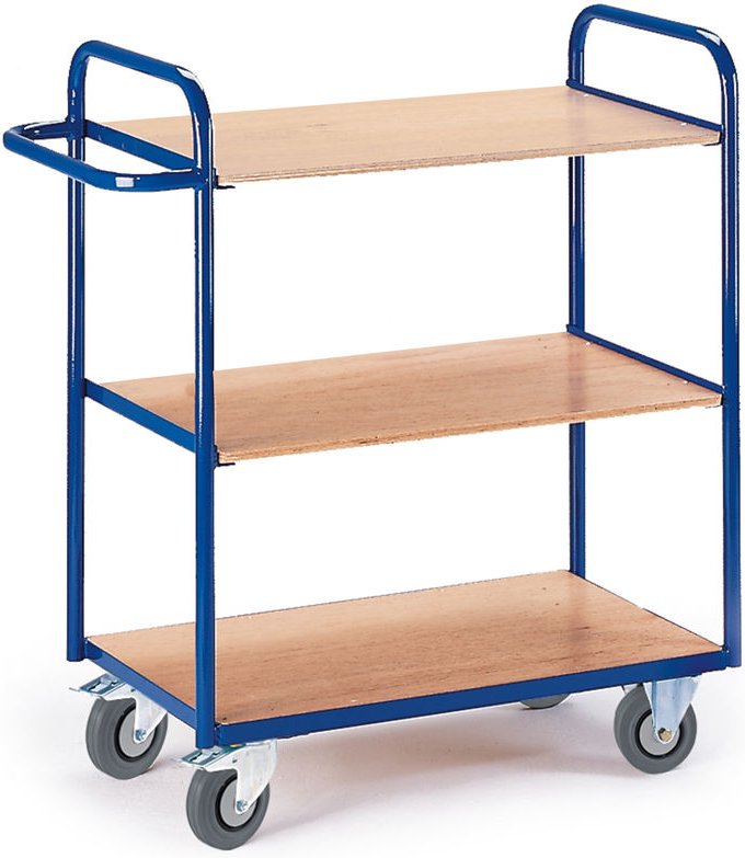 Etagenwagen ohne Wände 1070mm hoch mit 3 Ladeflächen 1000x500mm im Buchendekor ohne Rand