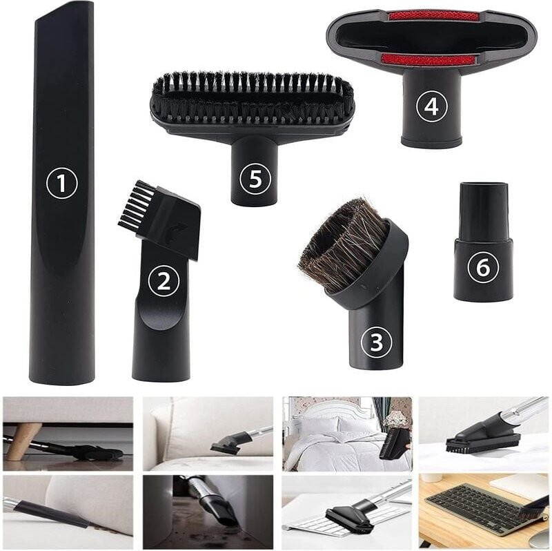 Thumbnail - 6-teiliges Staubsaugerzubehör – passend für Staubsauger mit einem Kaliber von 32 mm bis 35 mm – für Staubsaugerdüsen von...