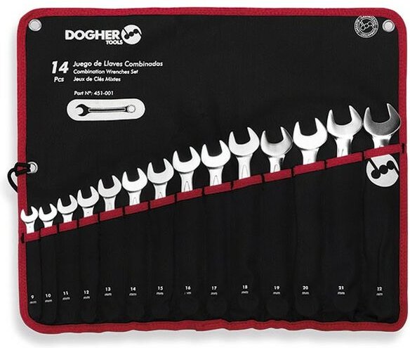 Nylontasche mit 14 Ringschlüsseln, 9-22 mm Dogher 451-001