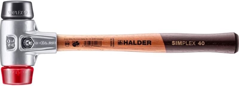SIMPLEX-Schonhammer, Gummikomposition / Plastik mit Aluminiumgehäuse und hochwertigem Holzstiel D=40 mm 3126.040