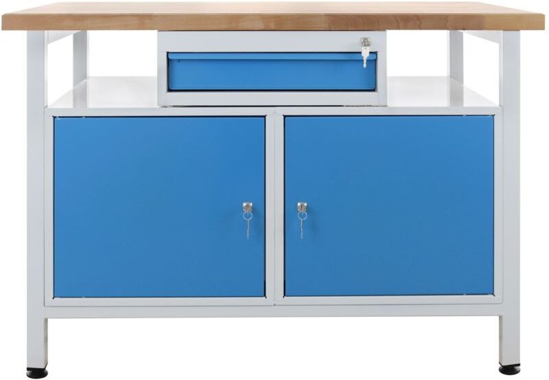Werkbank 'Premium',1 Schublade + 2 Türen, 1200x600x840mm (BxTxH) - ADB