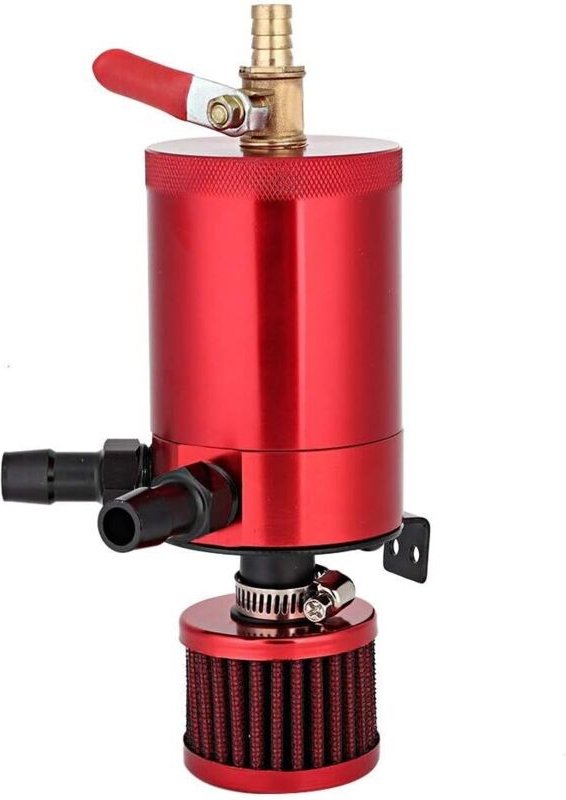 Shining House - Auto-Öltank, universeller Ölbehälter aus Aluminiumlegierung mit 2-Port-Zubehörsatz Schwarz Blau Rot Spli...