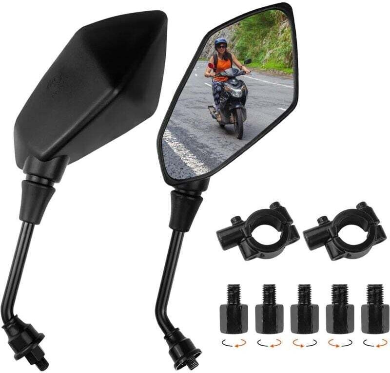 1 Paar Motorrad-Lenkerendspiegel, universelle 360° verstellbare Motorrad-Seitenspiegel mit M8- und M10-Schraube, Motorra...