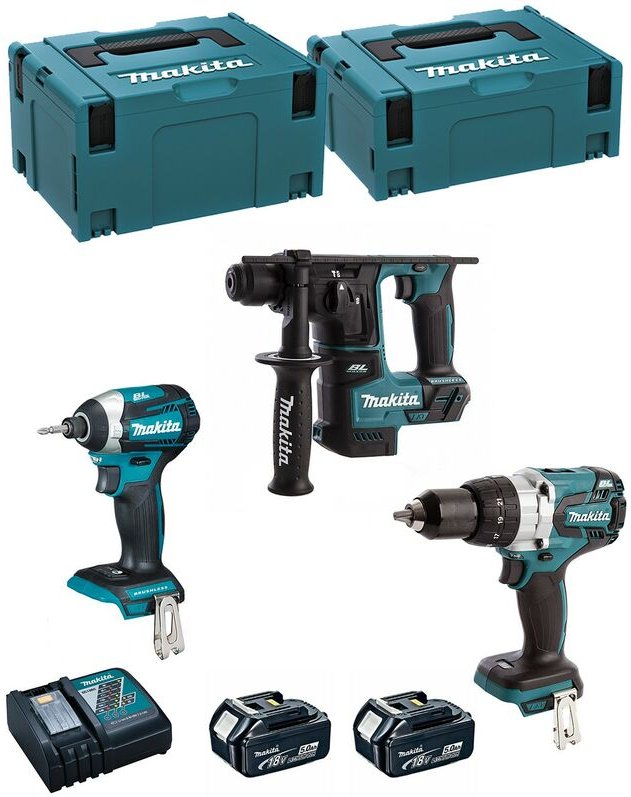 Makita - Kit MK306RTJ (DHR171 + DHP481 + DTD154 + 2 x 5,0 Ah + DC18RC + makpac 2 + makpac 3)