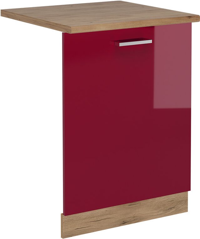 Geschirrspülblende R-Line, Bordeaux Hochglanz, 60 cm , AP Eiche, Vicco