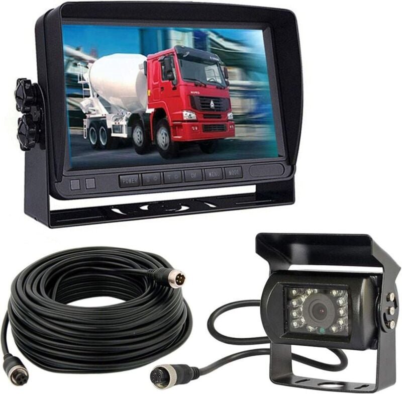 12 V-24 V Fahrzeug-Rückfahrkamerasystem, 7-Zoll-TFT-LCD-HD-Monitor mit Sonnenblende + 4-polige wasserdichte Rückfahrkame...