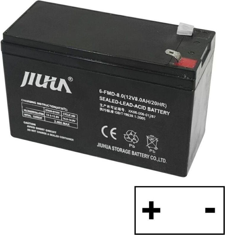 AGM-Batterie 7,2 Ah /12 V Linker Pluspol für Rasentraktor
