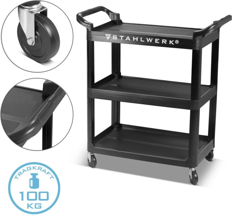 STAHLWERK Werkzeugwagen TC-92 ST mit 100 kg Tragkraft Werkstattwagen Rollwagen