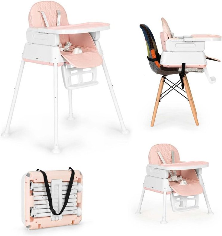 Ecotoys 3 in 1 faltbarer kinder futterstuhl rosa