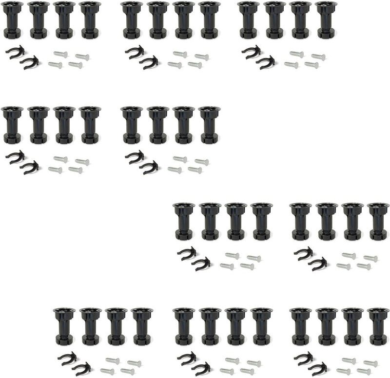 Lot von 10 Nivellierer Bone, mit vormontierter Sockel, Höhe 100mm, verstellbar 98-115mm, Kunststoff, Schwarz - Emuca