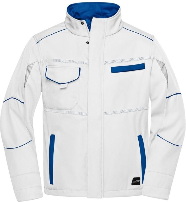 Thumbnail - James&nicholson - Wind- und Wasserfeste Softshelljacke JN851 Gr. xl white/royal