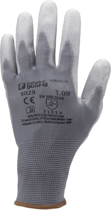 Set aus 5 Paar Arbeitshandschuhen aus Polyester, grau – Handfläche aus EndPU, grau, Größe 11