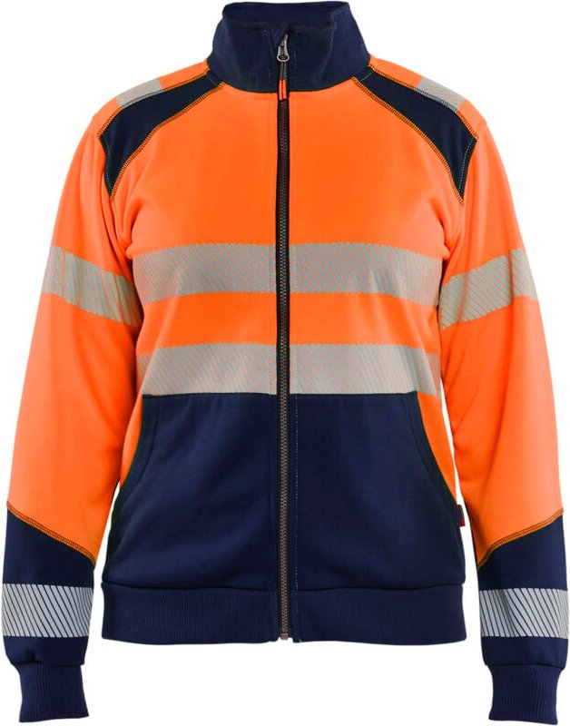 Arbeits-Sweatshirt mit Reißverschluss, Hochsichtbarkeit, Damen 3508 – Orange/Navy XXL