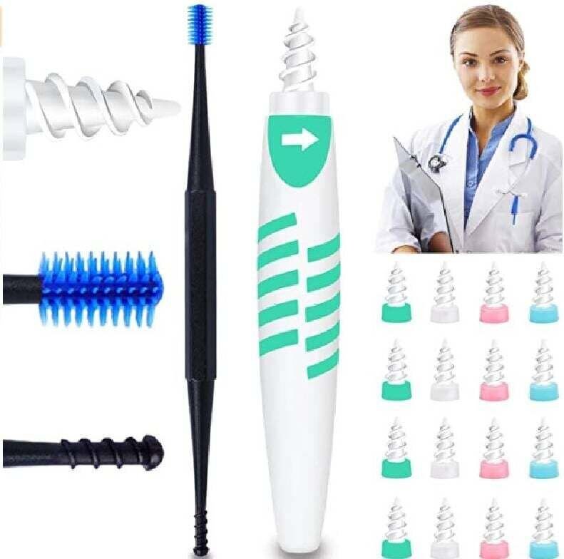 Ohrenreiniger, Spiral-Ohrreiniger, Ohrenreinigungsset und 16 waschbare Ohrenschützer, Ohrenreiniger, Ohrenreiniger, Ohre...