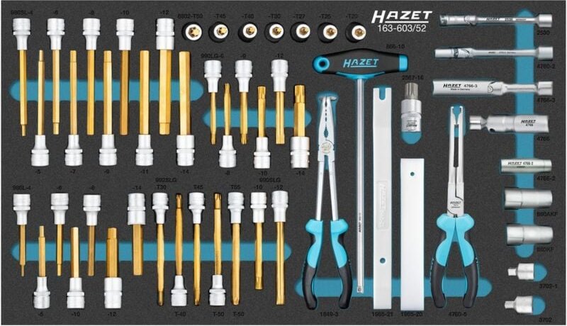 Hazet Steckschlüssel Satz 163-603/52, 4 - 20,8 (13/16), M6 - M16, T20 - T55, Anzahl Werkzeuge: 52