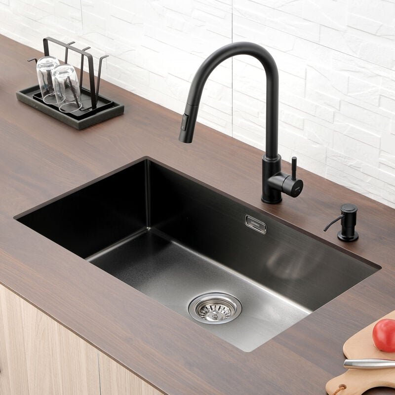 Lonheo xl Spülbecken 74 x 44cm eckige Edelstahlspüle, Einbauspüle für ab 80er Unterschrank, Küchenspüle mit Über- und Ab...