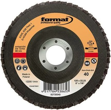 Schleifmopteller Glasgewebe gewölbt 125mm K40 Format