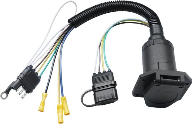 4- auf 7-Wege-Autoanhängeradapter, 7-adriger Anhängerstecker, 6-24 V 4- auf 7-Wege-Flachanhängeradapterstecker-Konverter...