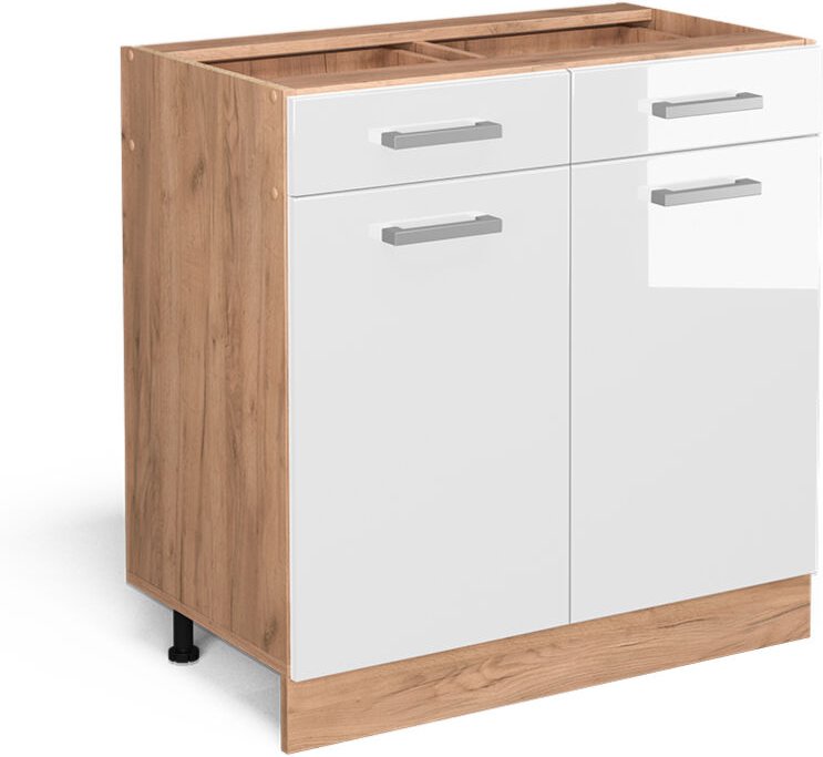 Vicco - Küchenunterschrank R-Line, Weiß Hochglanz, 80 cm ohne Arbeitsplatte