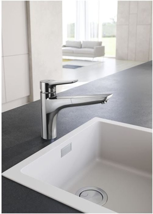 Thumbnail - Mix Küchenarmatur-Einhebelmischer 329430575 geschlossener Hebel, schwenkbarer, herausziebarer Auslauf, chrom - Kludi