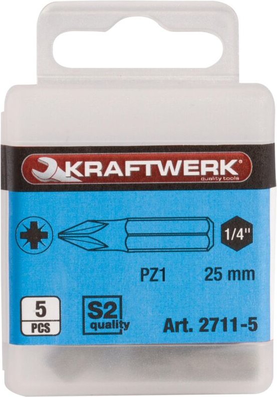 Kraftwerk - 1/4' Pozidriv bit 25 mm Nr. 1, 5Stk