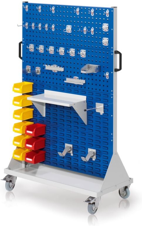 Kappes RasterMobil® mobiler Arbeitsplatzschrank Größe 4 1580x1000x500mm 4x Lochplatte 4x Schiltzplatte 47-teilig enzianb...