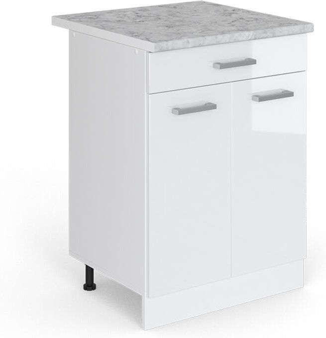 Vicco - Unterschrank R-Line, Weiß Hochglanz, 60 cm mit Schubladen