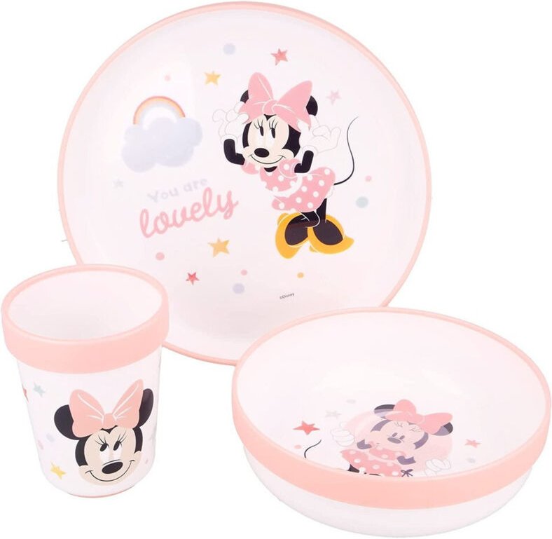 Trade Shop Traesio - Trade Shop - minnie maus babynahrungsset gläser rutschfeste teller rosa kinder erste babynahrung -