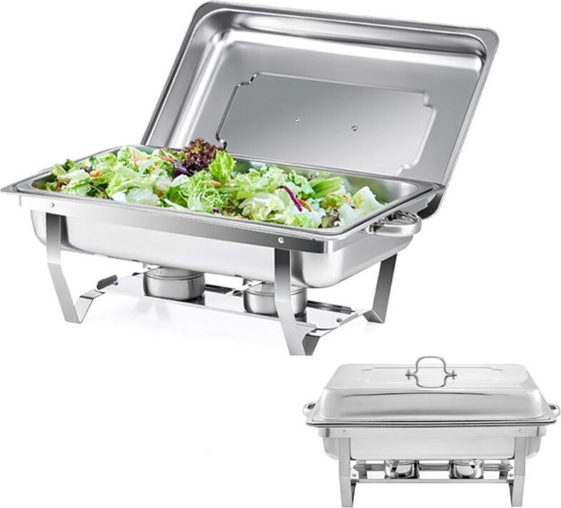 Chafing Dish, 9 l, Edelstahl, wärmende Buffets mit Brennstoffhalter für Zuhause, Restaurants, Partys, Hochzeiten, Pickni...