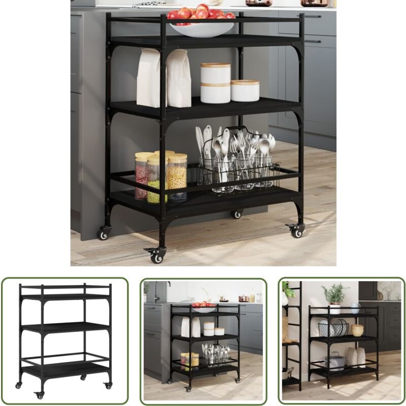 Küchenwagen Schwarz 65x40x86,5 cm Holzwerkstoff - Küchenwagen - Servierwagen - Mobiliar - Esstisch - Wohnraumgestaltung ...