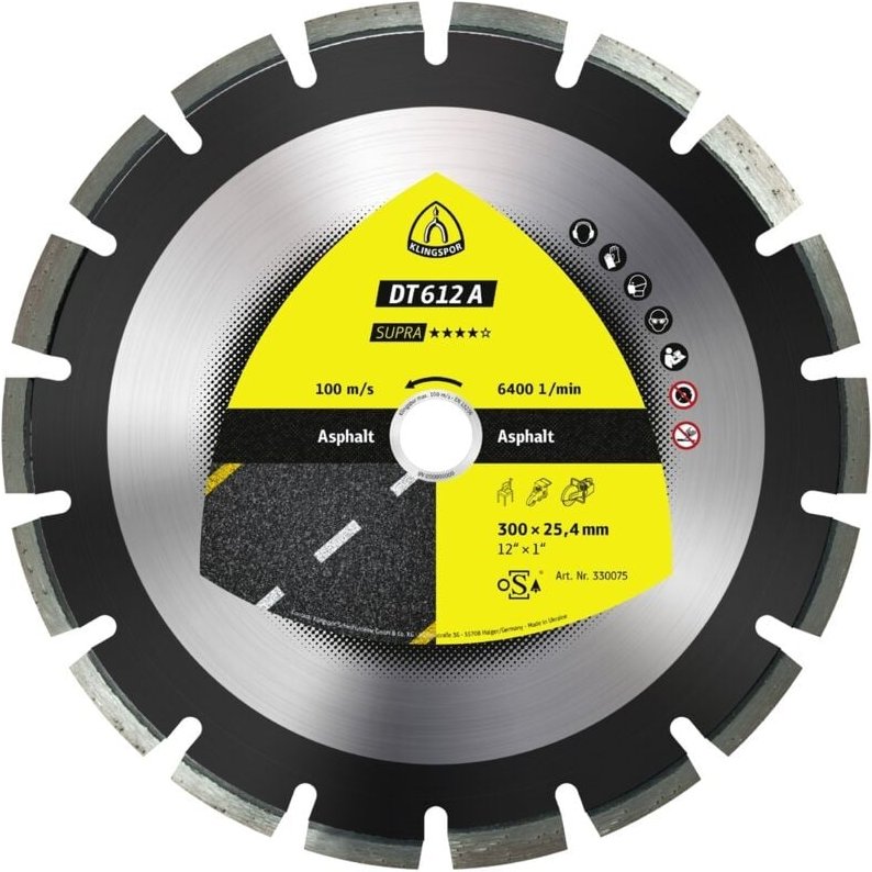 Klingspor DT 612 A Diamanttrennscheiben, 300 x 2,8 x 25,4 mm 18 Segmente 40 x 2,8 x 10 mm, Weitverzahnt